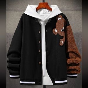 Bear patched Varsity jacket (without the hoodie)